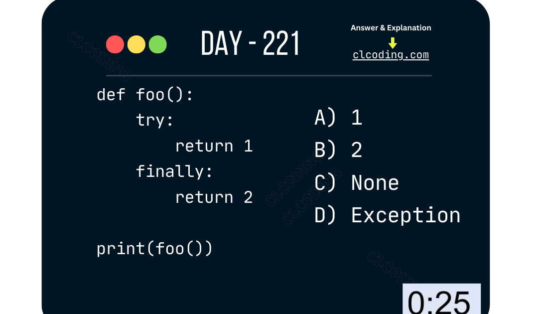 Python Coding challenge - Day 221 | What is the output of the following ... image.