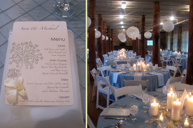 We chose Sky Blue Pintuck Linens Ice Blue Lamour Napkins and a straight 