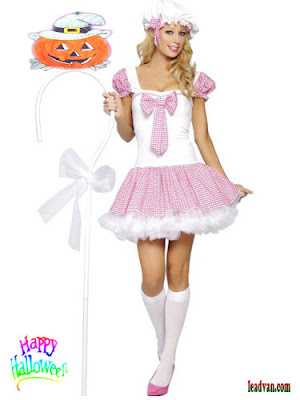 Halloween Gift Sweet White & Pink Grid Costume Dress