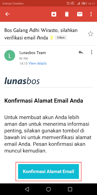 verifikasi identitas melalui alamat email