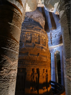 A stupa inside a cave at Ellora