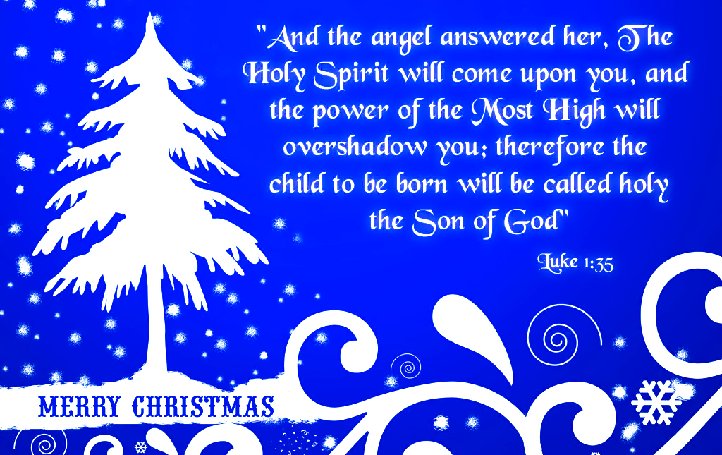 Christmas Greeting card with Bible Verses About Jesus Birth in Luke 1: