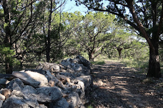 a .75 mile long rock wall on Foshee Trail