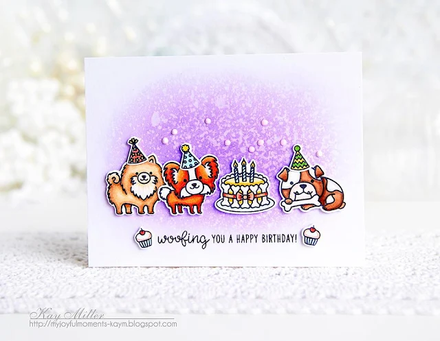 Sunny Studio Stamps: Party Pups Watercolored Background Cards by Kay Miller