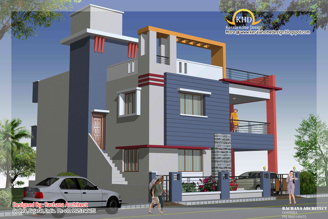 Duplex House  Plan  and Elevation  2349 Sq Ft Kerala 