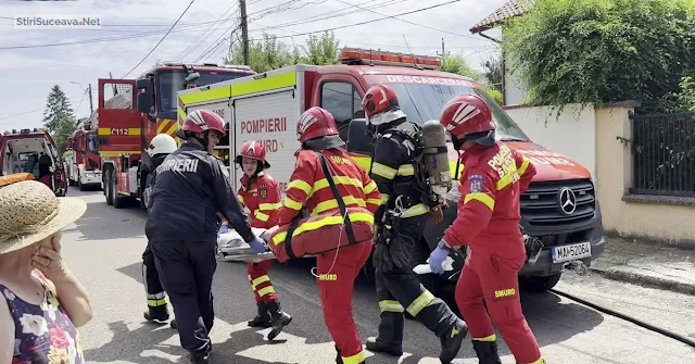 Incendiu în Sf. Ilie. Tânăr rănit la picioare, salvat de pompieri după ce s-a refugiat în podul casei