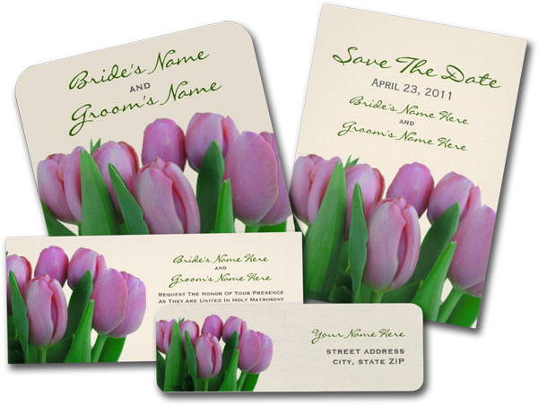  Pink Tulips Wedding Invitations