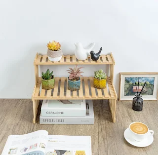 Natural Bamboo Indoor Plant Stand for Desk