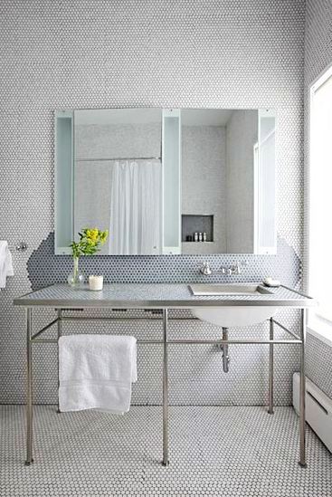 Black And White Penny Tile Bathrooms - Modern Home Life Furnishings