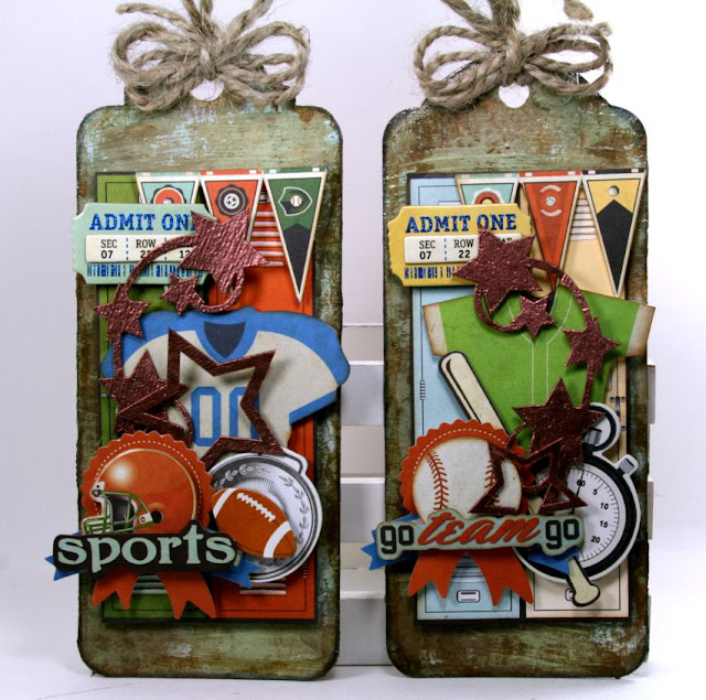 Sport Tag Decor By Ginny Nemchak Using the BoBunny Game On Collection and Pentart Products