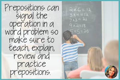 ESL math vocabulary lessons should include grammar activities such as parts of speech like prepositions. An ESL teacher tip for a math strategy is to make a point to teach, explain, and review the different ways that prepositions are used in math problems.