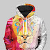 LW Men Lion Print Oversized Hoodie