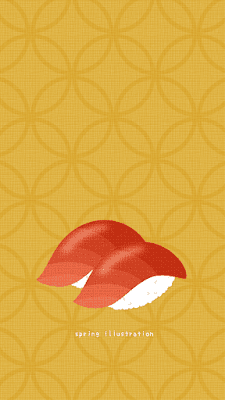 【まぐろ中トロ】寿司のおしゃれでシンプルかわいいイラストスマホ壁紙/ホーム画面/ロック画面