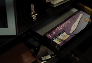 A picture of the box of a "Force Majeure" pregnancy test in Lois Lane's drawer.