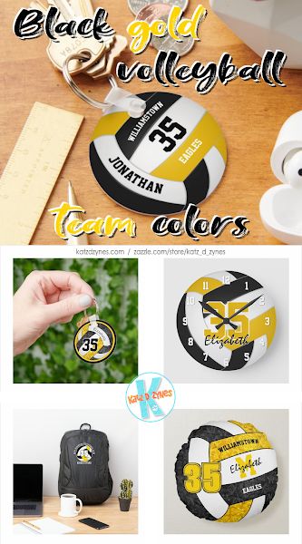 black gold volleyball team colors gifts for girls boys by katz_d_zynes
