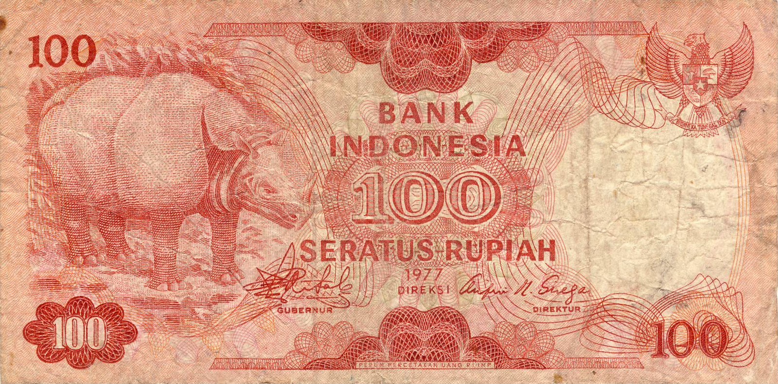 Uang kertas  Rp 100 seratus Rupiah Indonesia bergambar 