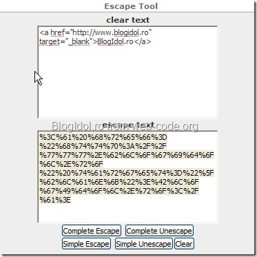 Web-Code Escape tool caption