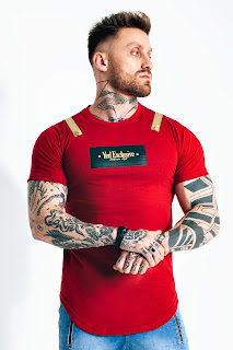Camisetas alongadas barra redonda vermelha unissex sem genero YED Exclusive longline diferenciada camiseta da moda