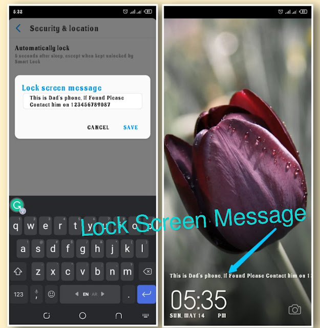 How to enable and leave lock screen message on Android phone