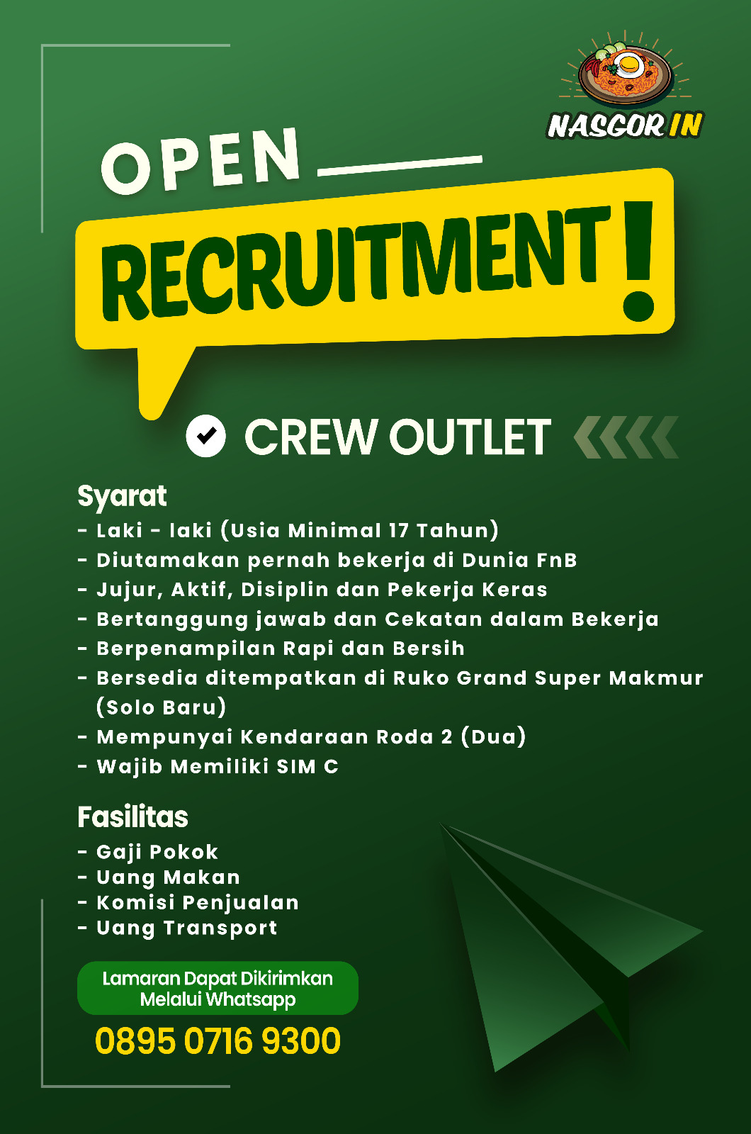 Loker Crew Outlet NASGORIN Solo Baru