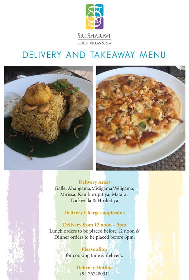 New! Sri Sharavi Beach Villas & Spa -Delivery & Takeaway Menu