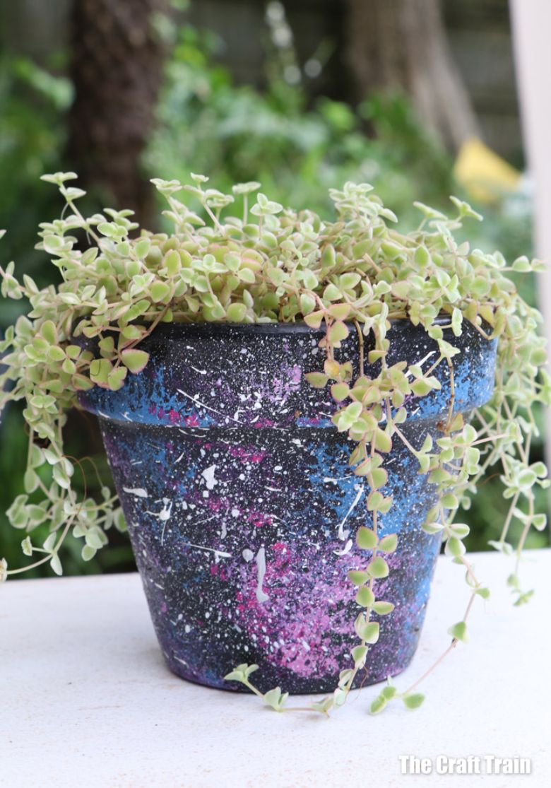 Galaxy flower pot craft