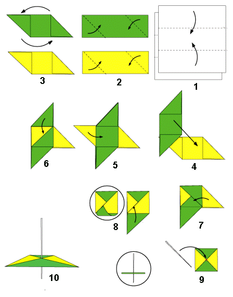 Origami Cara Membuat Gasing dan Baling Baling Putar 