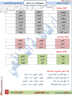 اقوي مراجعة لغة عربية للصف السادس الابتدائي ترم اول 2024 اعداد أ/فاطمة الشافعي