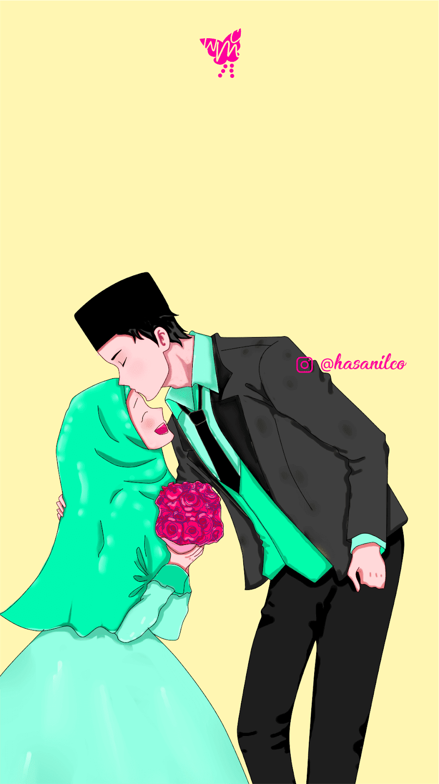 0005 Wallpaper Kartun Muslimah Muslim Wedding Couple Perfect More Color