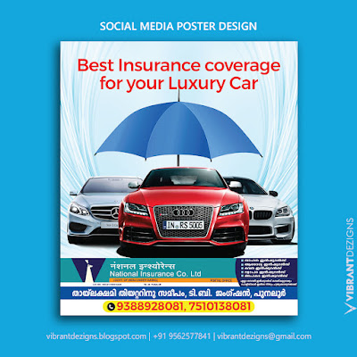 Social Media design for Car insurance, Luxury insurance poster design, social poster design thrissur, social media design thrissur, freelance designer thrissur