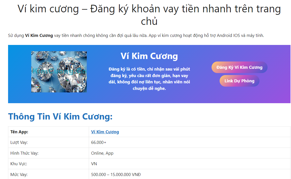 App Ví Kim Cương Vay tiền