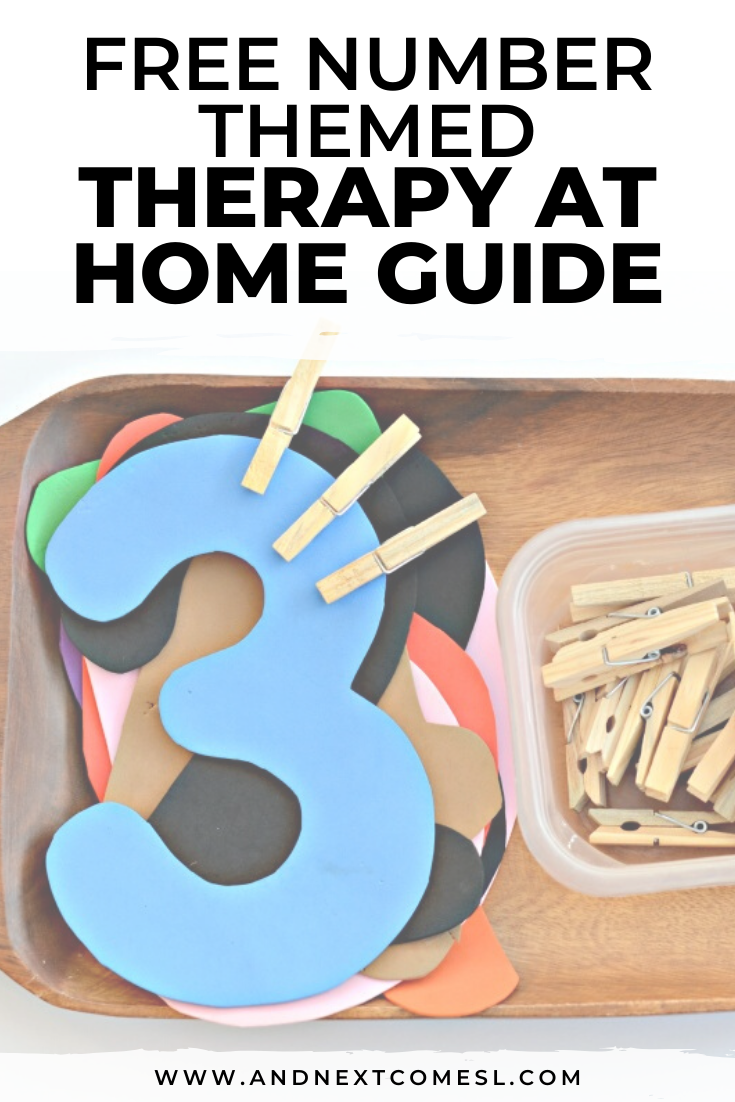 Free number themed therapy at home activity guide for parents and therapists