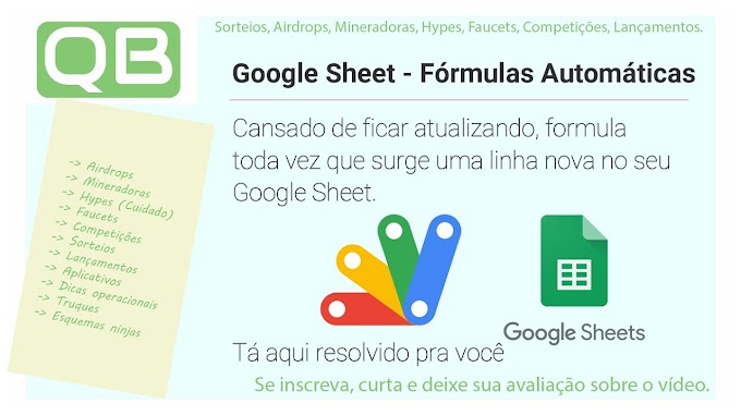 CanalQb - Google Apps Script - Preenchendo automaticamente formulas no Google Sheet