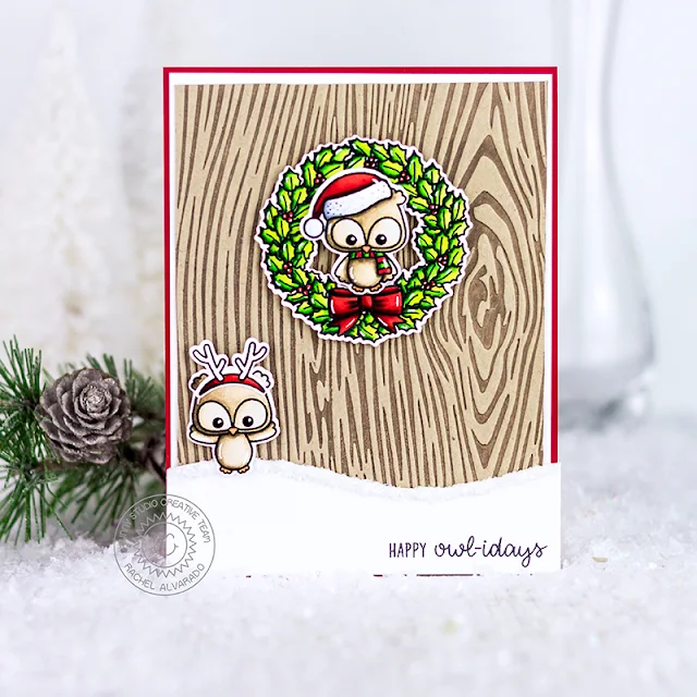 Sunny Studio Stamps: Embossing Folders Merry Mice Woodland Border Dies Winter Holiday Card by Rachel Alvarado