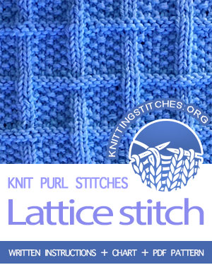 KNIT and PURL Stitches. #howtoknit the Lattice With Seed Stitch stitch. FREE written instructions, Chart, PDF knitting pattern.  #knittingstitches #knitting #knitpurl