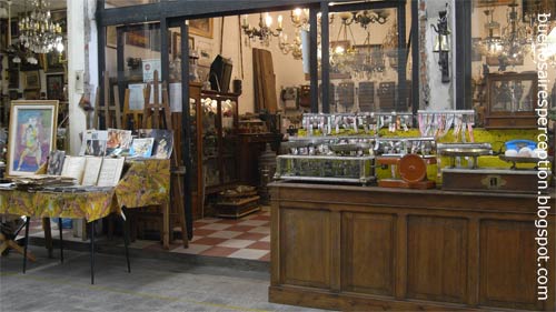 Shop display of a representative antique shop located in the "Galeria Mercado de San Telmo", Buenos Aires