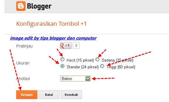cara menambah widget tombol +1 di blog baru