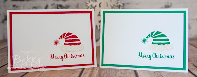 Minimalist Santa and Elf Hat Christmas Card - Free Tutodial Available.  Made with Stampin' Up! UK Supplies which you can buy here