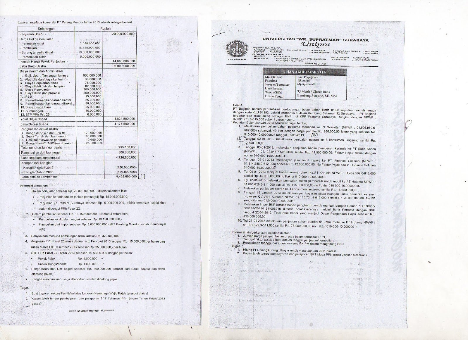 Soal - soal Akuntansi ~ HIMAK UNIPRA