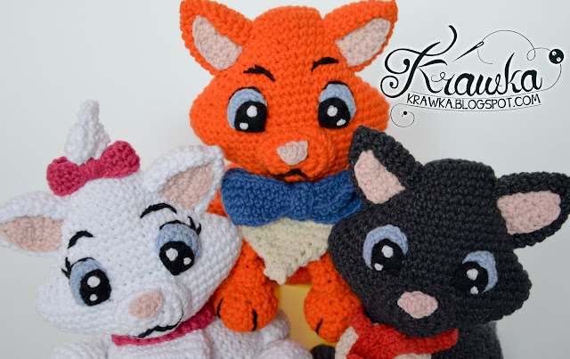 Krawka: Aristocats - Marie, Belioz, Toulouse - crochet pattern for all 3 kittens 