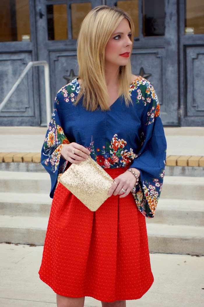 cobalt blue floral top