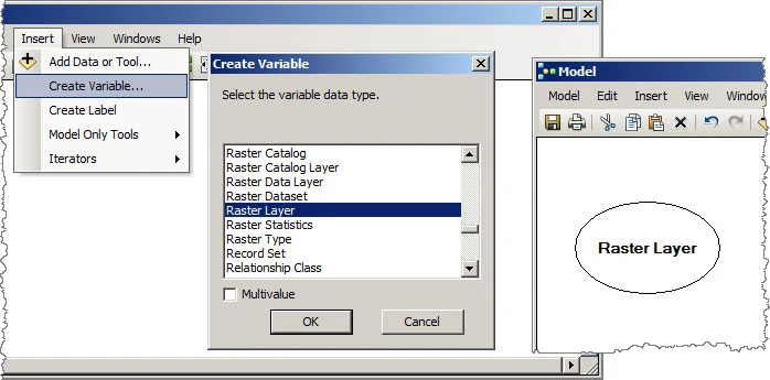 Menambahkan variabel raster layer pada model