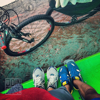 Trying to stay out of the rain while biking on Jeju Island, South Korea.