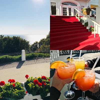 Signature Cocktail and Sunset on the Legendary Front Porch of the Grand Hotel, Mackinac Island, Michigan