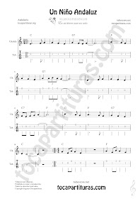  Tablatura y Partitura de Ukelele Punteo del Villancico Un Niño Andaluz Tablature Ukelele Sheet Music with chords 