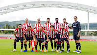 ATHLETIC CLUB DE BILBAO. Temporada 2020-21. De Marcos, Yeray Alvarez, Raúl García, Iñaki Williams, Íñigo Martínez, Ezkieta. Unai López. Dani García, Muniain, Jon Morcillo y Balenziaga. ATHLETIC CLUB DE BILBAO 2 S. D. EIBAR 2. 05/09/2020. Partido amistoso. Lezama, Vizcaya, Ciudad Deportiva de Lezama, a puerta cerrada. GOLES: 1-0: 9’, Raúl García. 2-0: 28’, Morcillo. 2-1: 70’, Quique González. 2-2: 87’, Urain en propia puerta