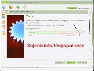 setting memory ram on virtualbox