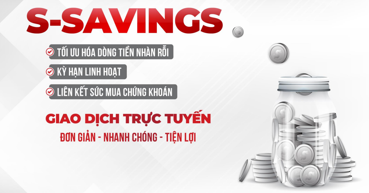 S-SAVINGS là loại dịch vụ tài chính của SSI. SSI hỗ trợ quản lý tiền nhàn rỗi trong thời kỳ chưa tìm thấy cơ hội đầu tư mà vẫn được hưởng lãi suất hấp