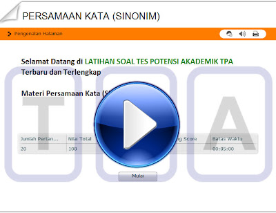 Simulasi Ujian Soal TPA Persamaan Kata (Sinonim)