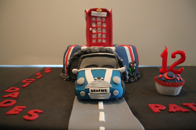 tarta-mini-cooper, cabina-telefonos-fondant, tarta-bandera-inglaterra